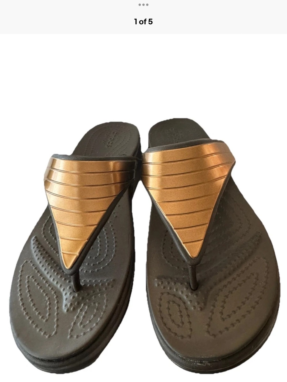 Crocs Women’s Capri V Flip Flops Sandals Bronze Black 9 NWOTComfort Thong Slides